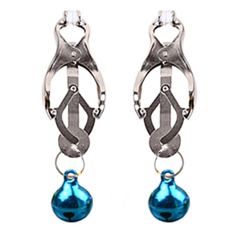 

1 Pair The Little Bell Stainless Steel Labia Clip Bondage,Weighted Ringed Clover-style Nipple Clamps with Weights,Adult Toys