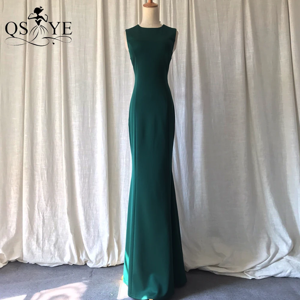 

Simple Green Prom Dress Stretch Mermaid Evening Gown Long Decent Formal Party Gown Sleeveless Mother Emerald PrincessDress Party