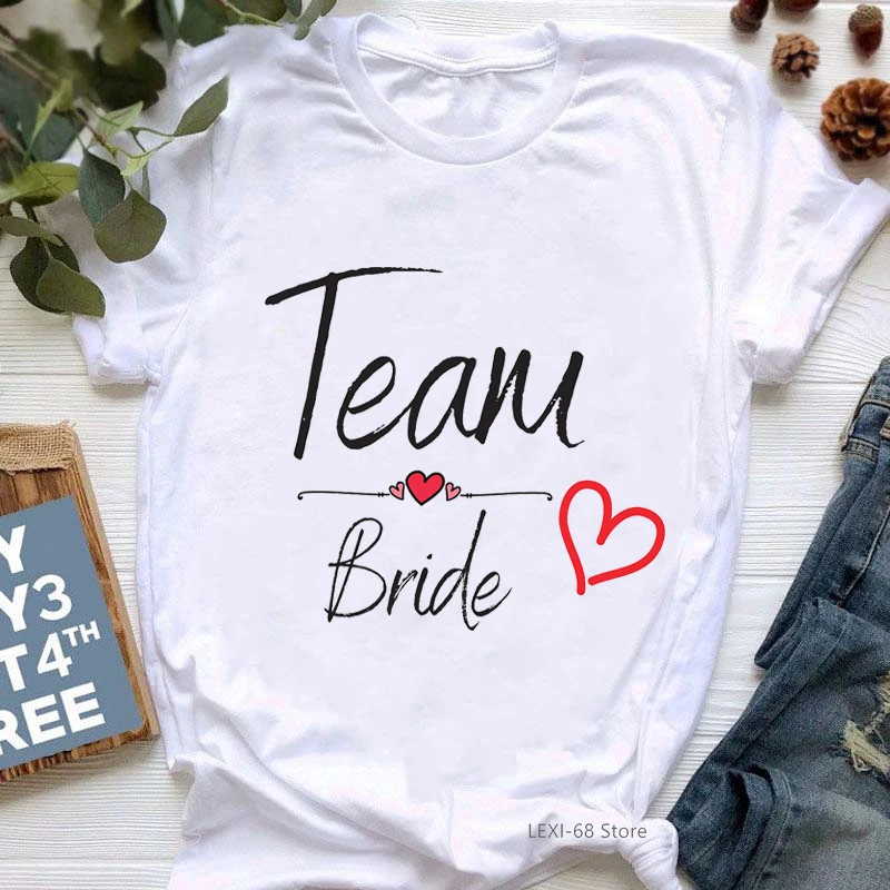 

Team Bride Pink Love Print Tshirt Women'S Clothing T Shirt Female Summer Tops Tee Shirt Femme Harajuku Kawaii Clothes