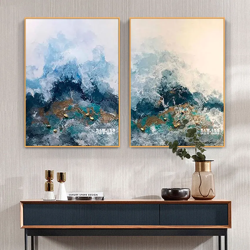 100％ Hand-painted 2PCS 1 Set Scenery Abstract Oil Painting Wall Art On Canvas Contemporary House Decoration Unframed Hot Sale