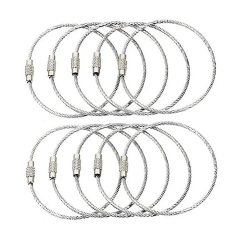 10 Stück Edelstahl-Schlüsselanhänger, Unisex, Kabel-Schlüsselhalter, Schlüsselring, Schmuck, Geschenke für Männer und Frauen – Detail 5