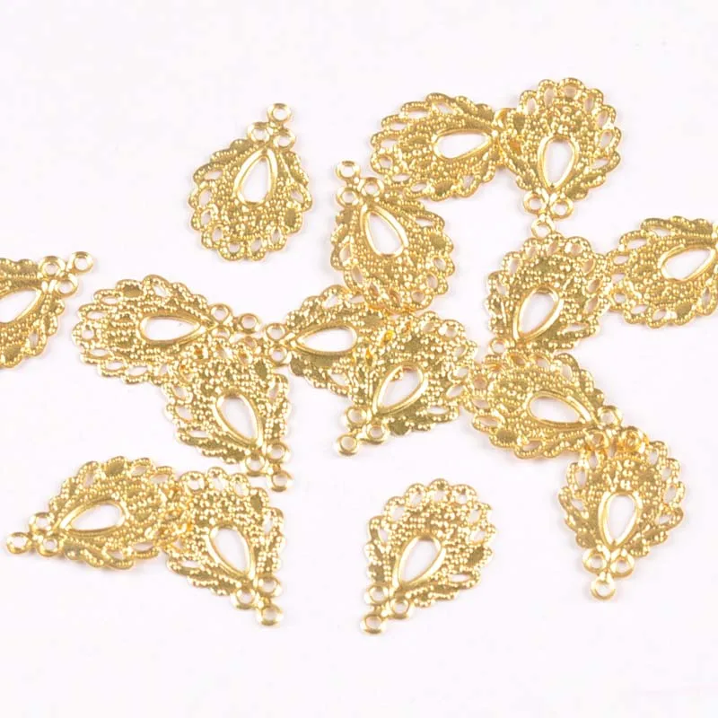 19x12.5mm Gold/Silver Antique Filigree Wraps Flower Connectors for Jewelry Findings Making Scrapbooking Metal Crafts ykl0778