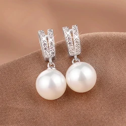 Huitan New Trendy Simulated Pearl Dangle Earrings for Women Fashion Wedding Engagement Accessories Simple Stylish Earrings