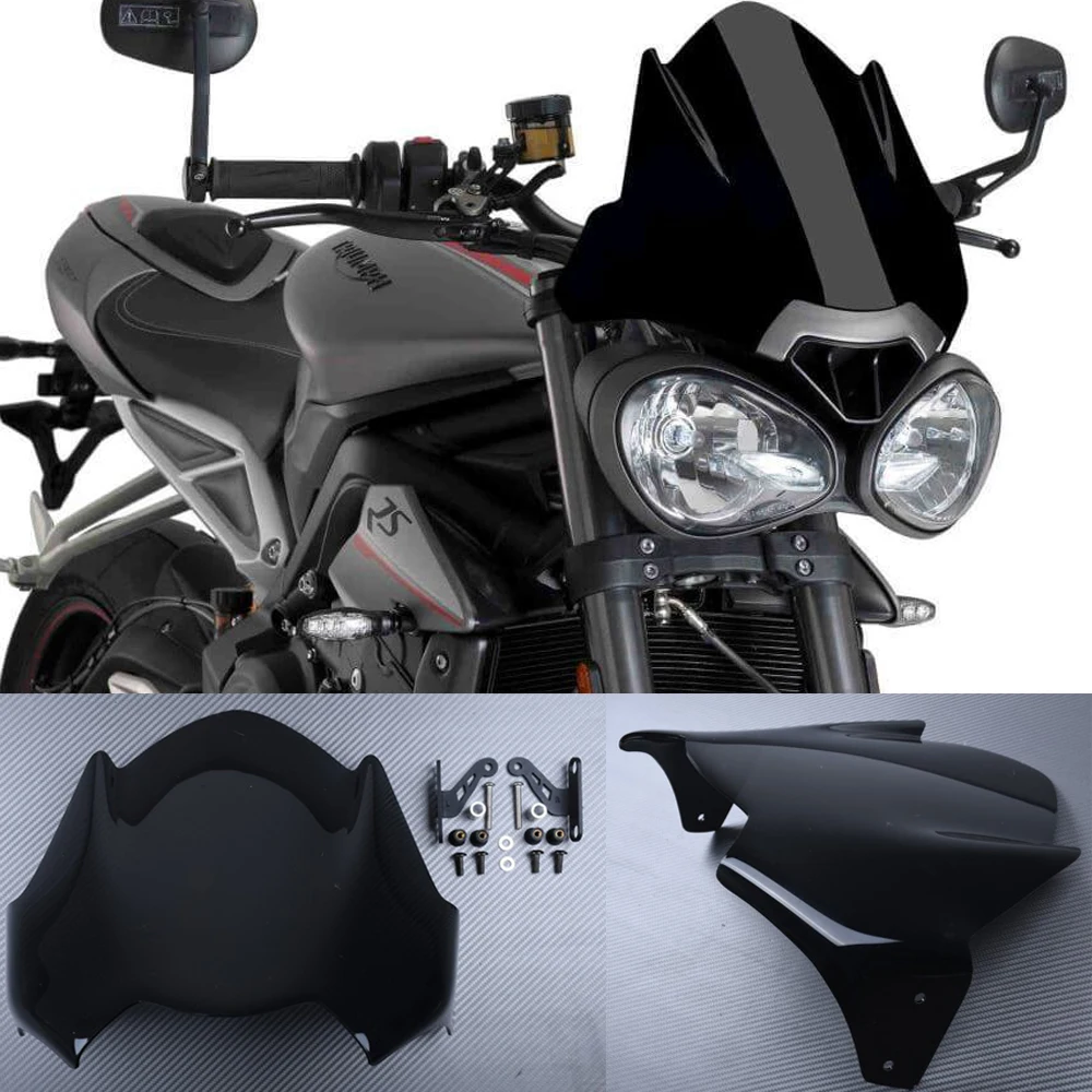 

For Triumph Street Triple 765 S RS Windscreen Windshield Wind Deflector for SPEED TRIPLE 1050 R 765R 660S 2016 17 2018 2019 2020