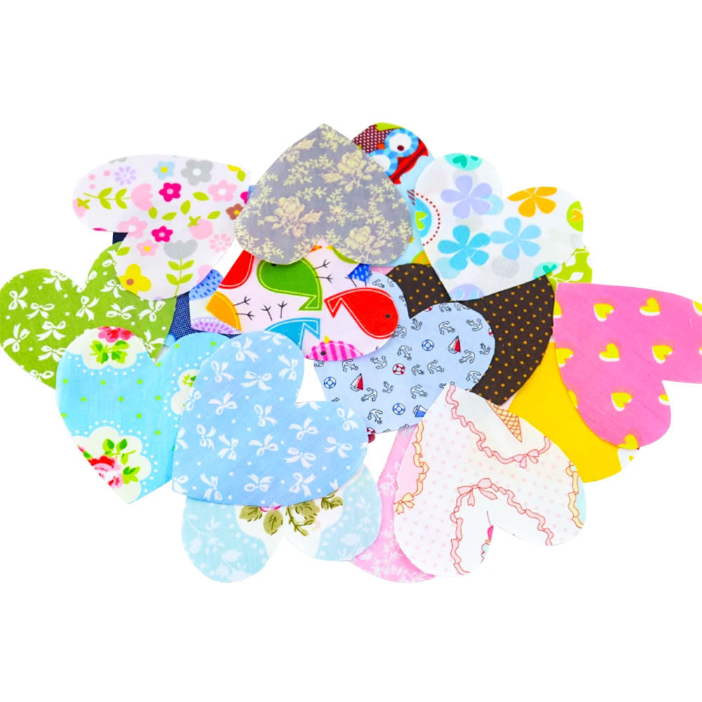 100% Cotton Patchwork No Repeat Random Designs 30 pcs/lot Heart Shape Fabric 3 sizes Charm Pack Quilting Sewing Handmade Fabrics