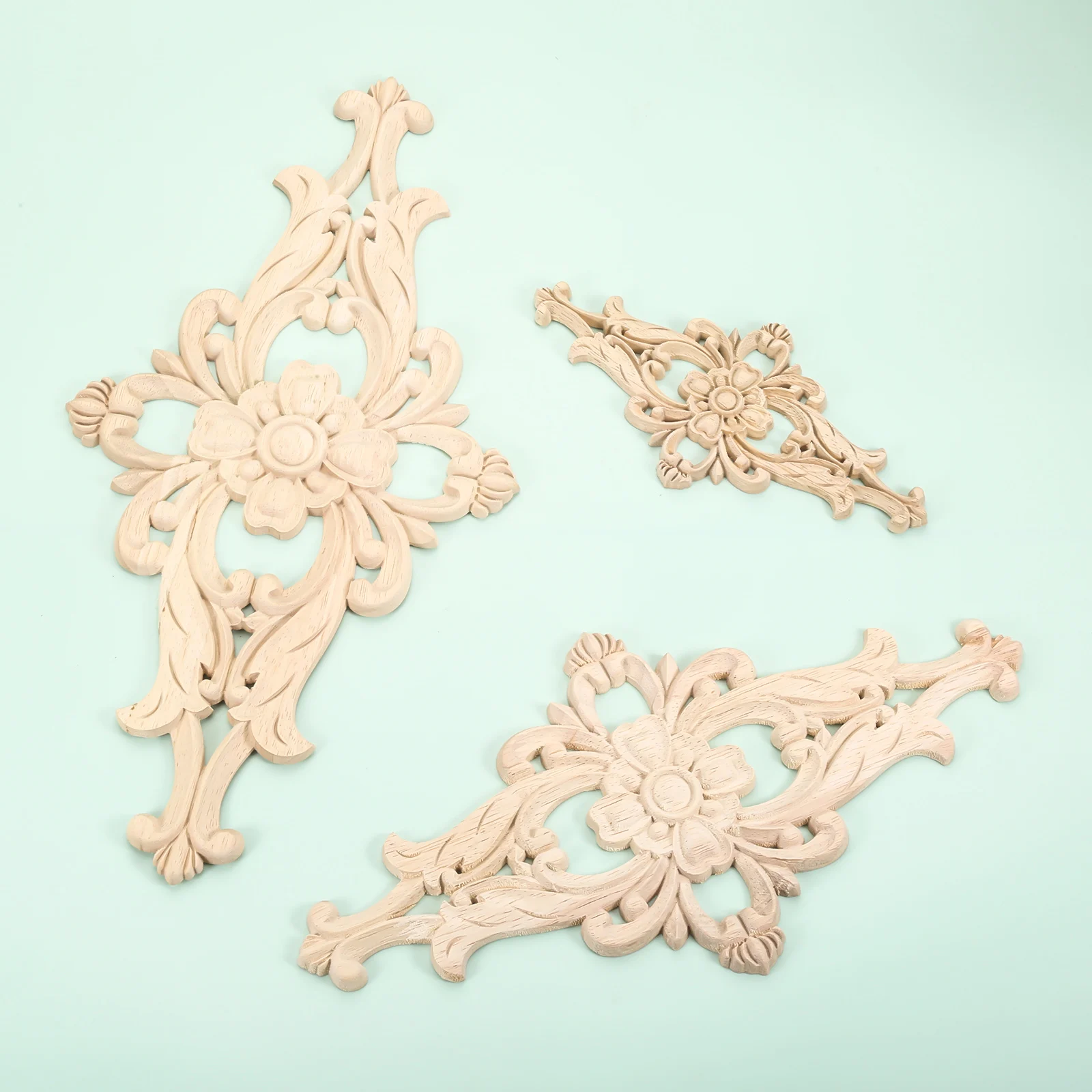 Applique Unpainted Floral Wood Carved Corner Applique Wooden Carving Decal Furniture Cabinet Door Frame Wall Home Decor Crafts