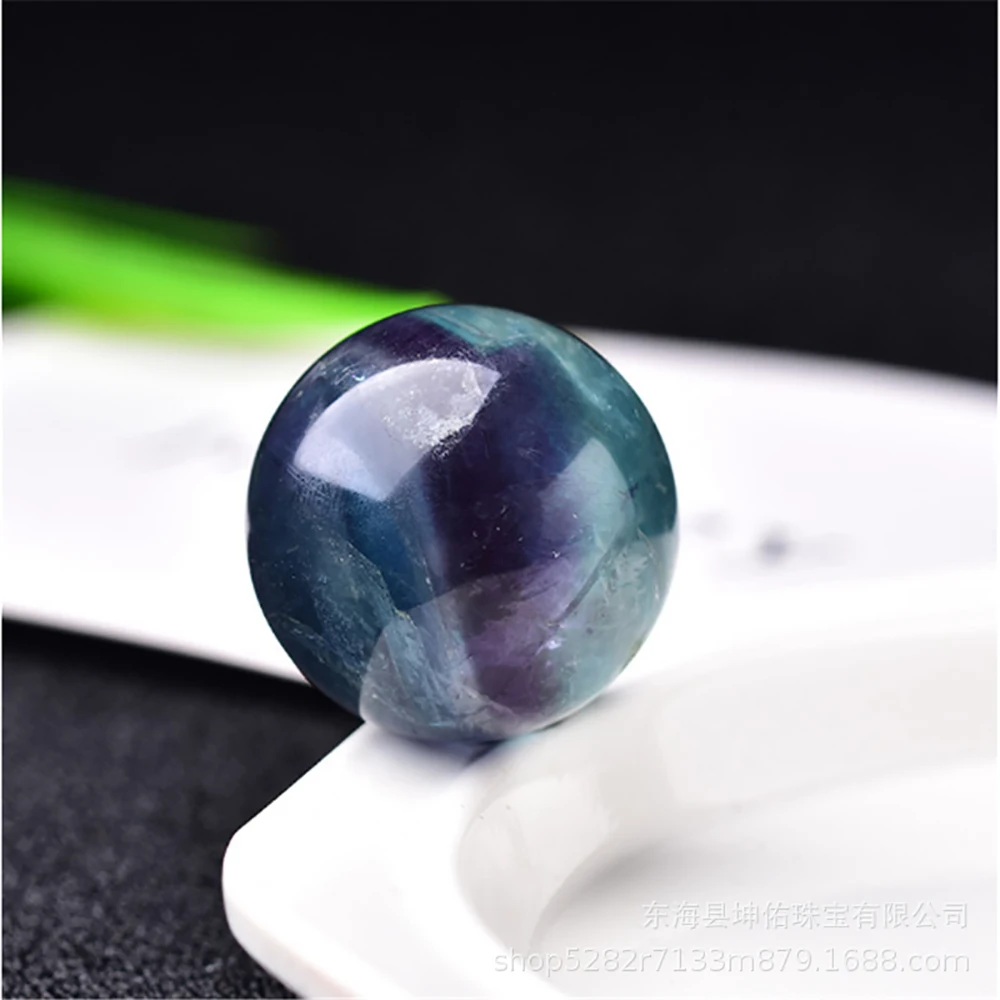 3cm Natural Colorful Fluorite Ball Healing Crystals Quartz Divination Sphere Gemstone Sculpture Figurine with Stand