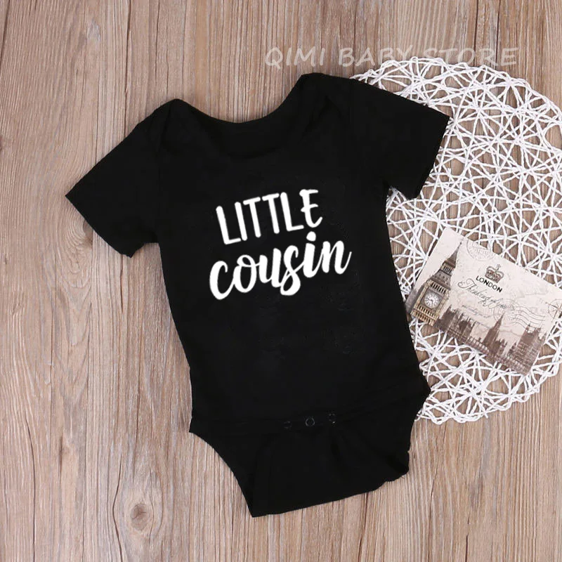 Big Little Cousin Tops Newborn Baby Kids Boys Infant Letter Print Romper Jumpsuit Bodysuit Cotton Outfit Tees