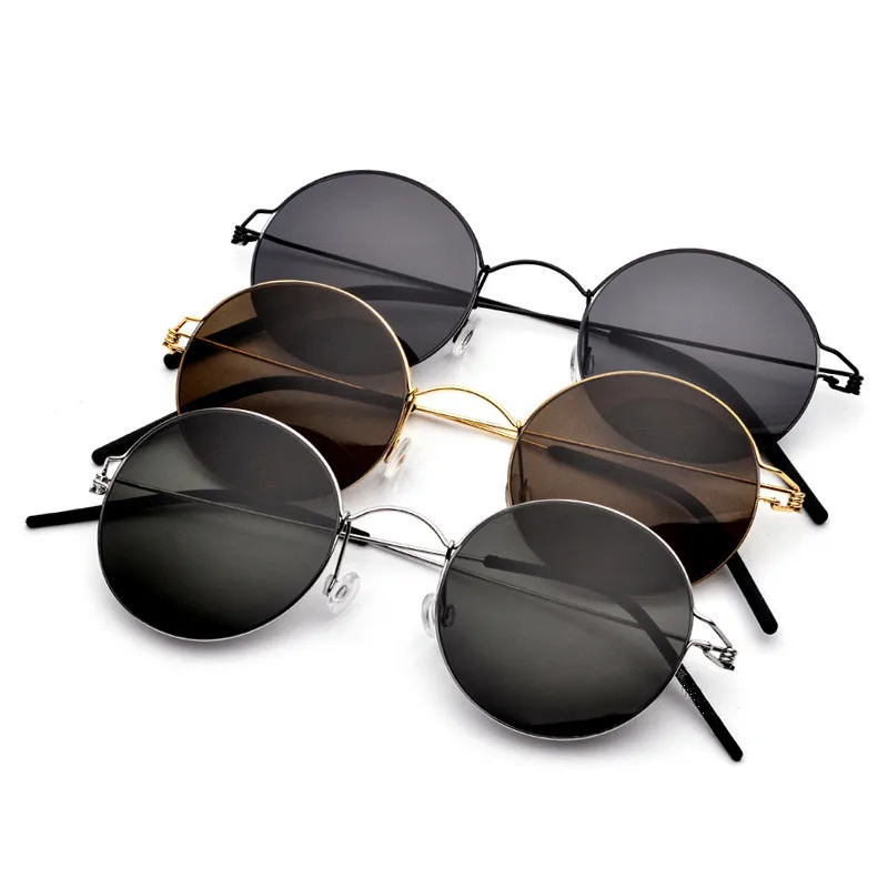 Sunglasses Men Vintage Sun Glasses Women Eyewear UVA UVB Protection Decoration Light Air Titanium Retro Round Rim Frame Driving