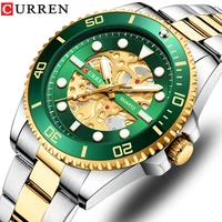 Relojes CURREN de lujo con banda de acero inoxidable, relojes de pulsera de cuarzo Lumious para hombre, reloj de negocios informal para hombre 8412