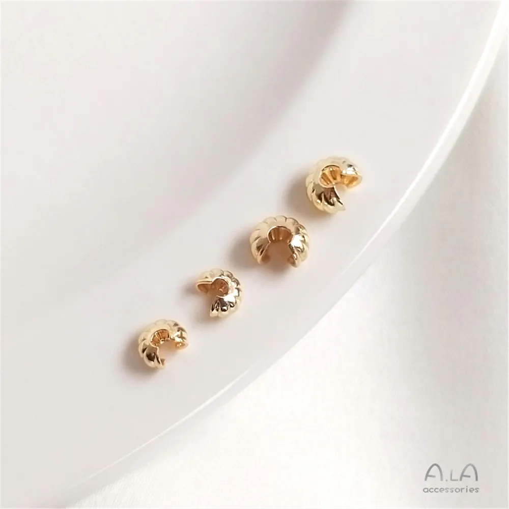 14K Gold Plated Pumpkin Texture Crescent C Clasp, Crescent Bag Positioning Bead Bracelet End Clasp DIY