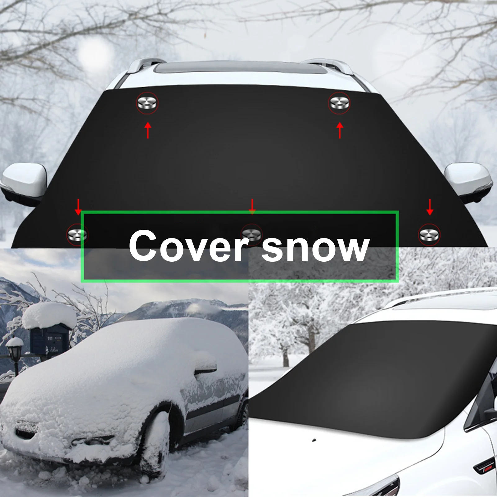 Automobile Magnetic Sunshade Cover Car Front Windshield Snow Sun Shade Cover Waterproof Protector Silver Coated Cloth