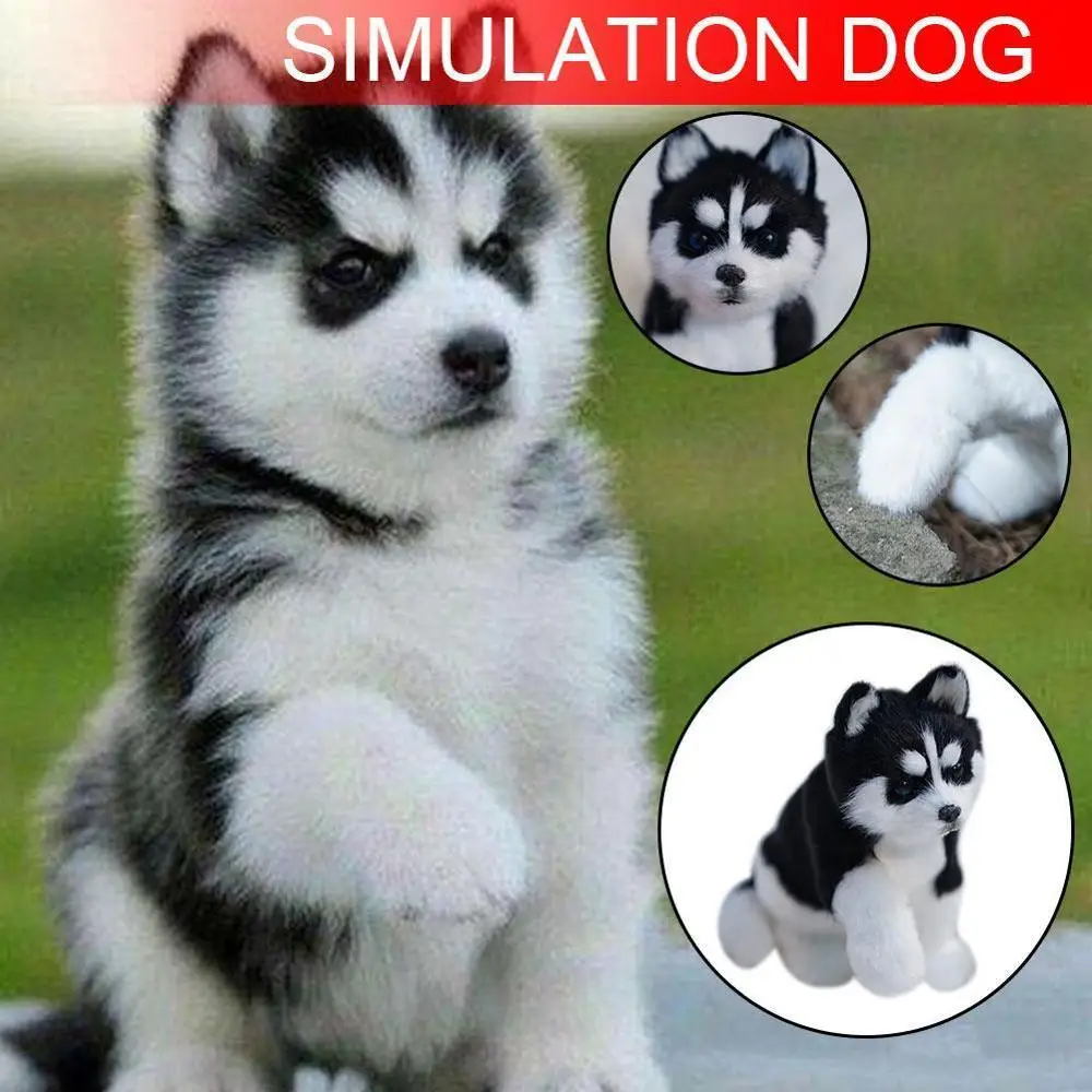 Realistic Husky Dog Simulation Toy Dog Puppy Lifelike Stuffed Companion Toy Pet Dog Handcrafted Drop Shipping Christmas Gift