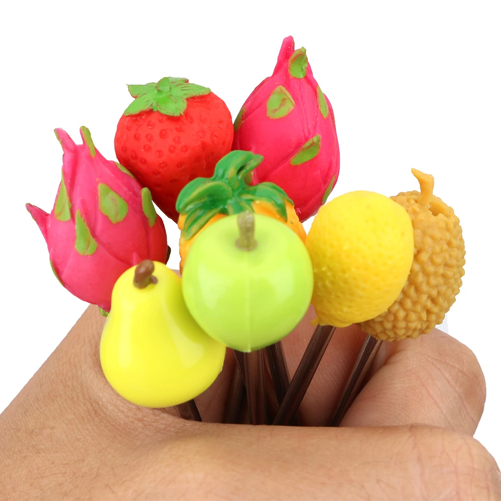 Fruit Pattern Fruit Fork 6Pcs/Set Creative Stainless Steel Kitchen Accessories Tableware Snack Cake Dessert Food Fork