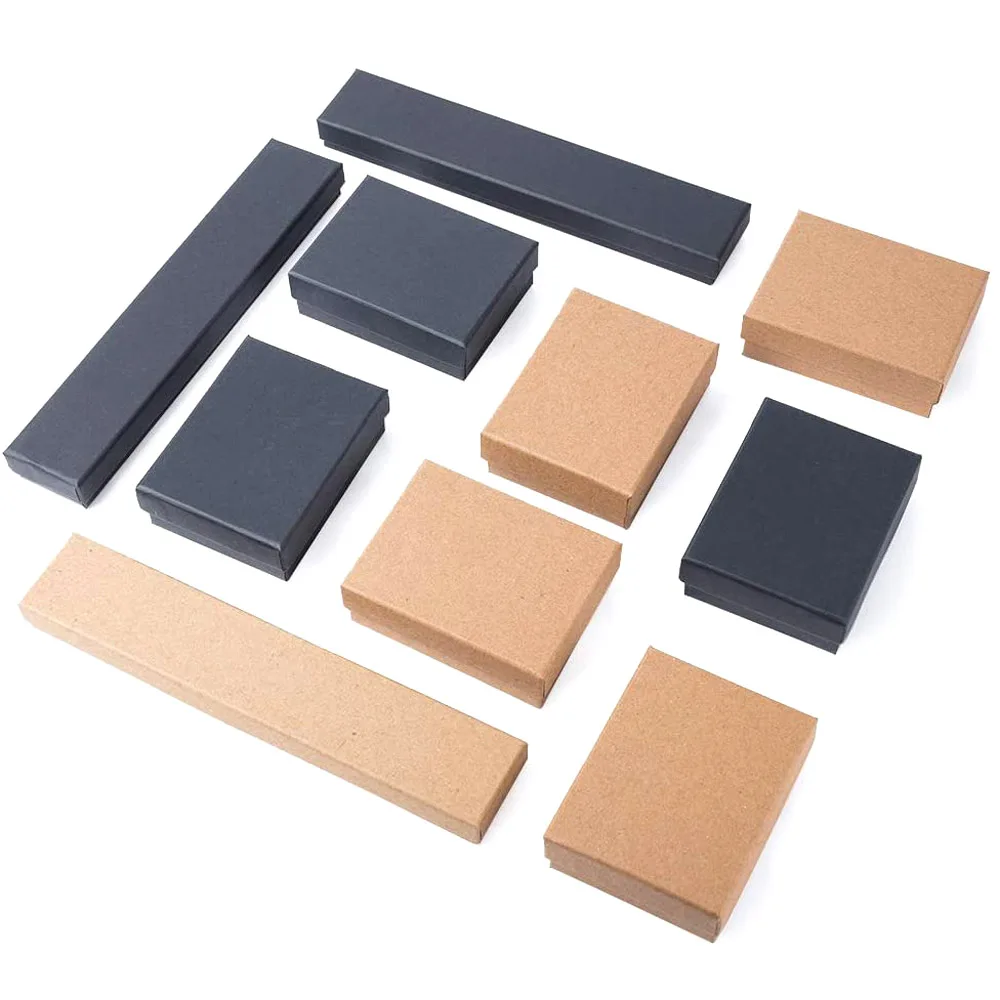 12pcs Cardboard Jewelry Set Box for Bracelet Necklace Earring Gift boxes for jewellery packaging Rectangle Square ,with Sponge