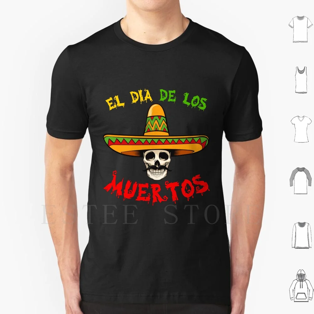 El Dia De Los Muertos يوم الموتى السكر الجمجمة المكسيكي قبعة El Jefe الاحتفال الرجال هدية تي شيرت طباعة القطن يوم الموتى