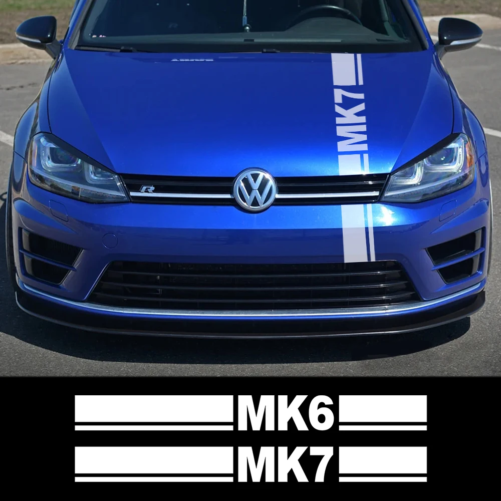 Car Hood Cover Stickers For Volkswagen VW Golf  MK4 MK5 MK6 MK7 MK8 Auto Engine Bonnet Sport Stripes Decor Decal Car Accessories