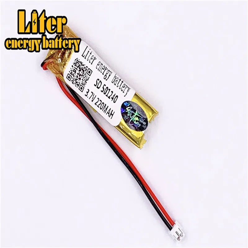 1.5MM 2pin connector 3.7 V 501240 220mah MP3 MP4 MP5 small toys Rechargeable small lipo battery