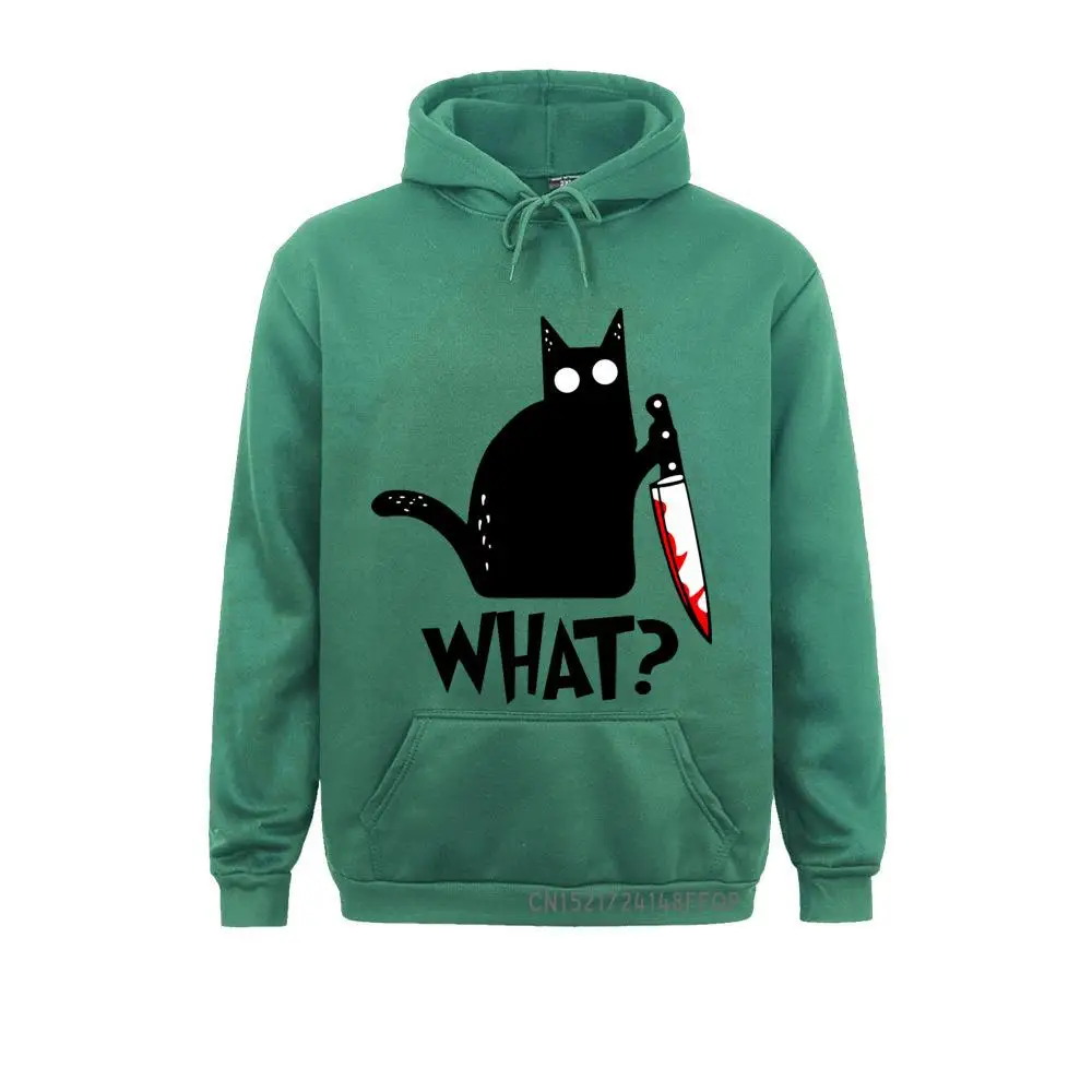 Men Pullover Funny Cat What Hoodie Cozy Murderous Cat With Knife Funny Halloween Hoodie Crewneck Soft EU Size Sweatshirt