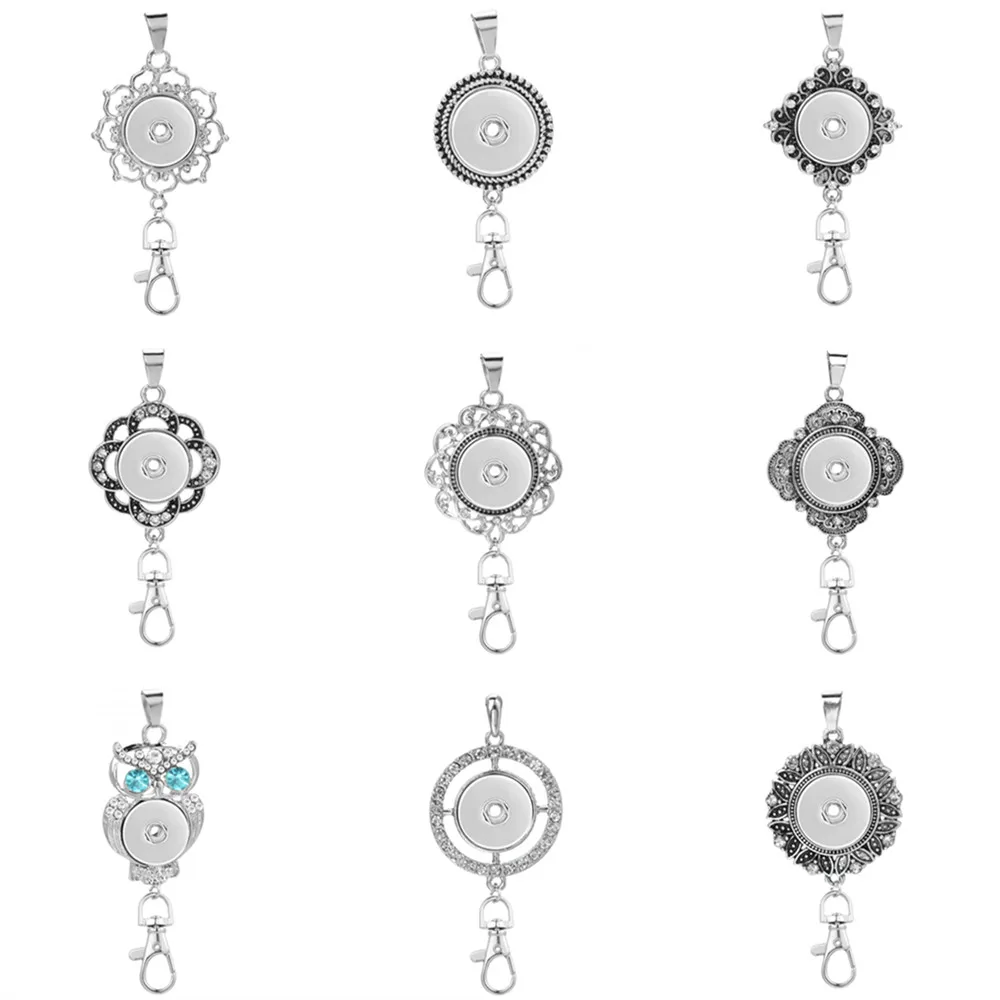 New Snap Jewelry Snap Button Pendant Necklace Fit 18mm Snaps Buttons Keychain Keyring Holder Lanyard For Women Men ZG001