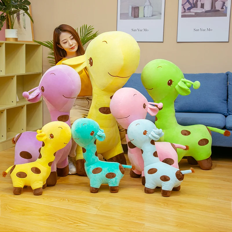 40-70CM Cartoon Giraffe Plush Toys Stuffed Lovely Animal  Deer Pillow Home Decor Cushion Birthday Xmas Gift