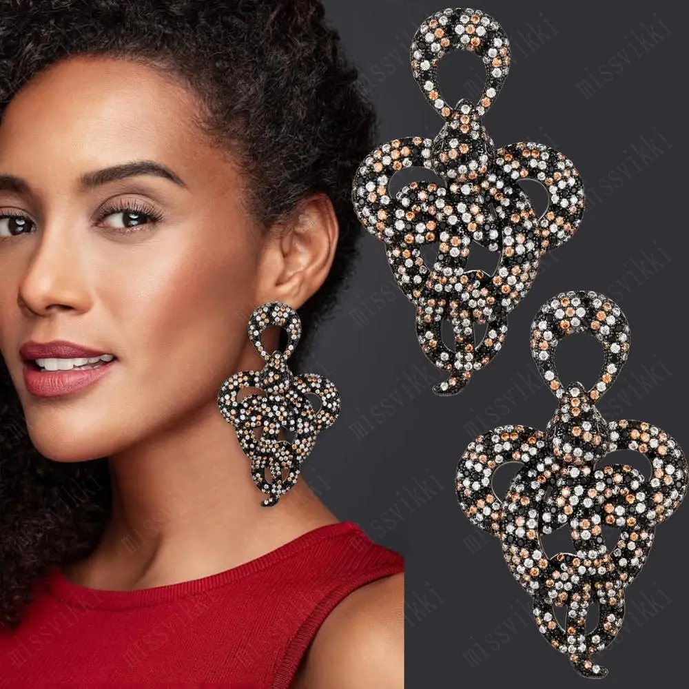 

Missvikki Punk Noble Luxury Dangle Earrings Shiny Fashion Leopard Twist Snake Dangle Earrings African Indian Dubai Russia