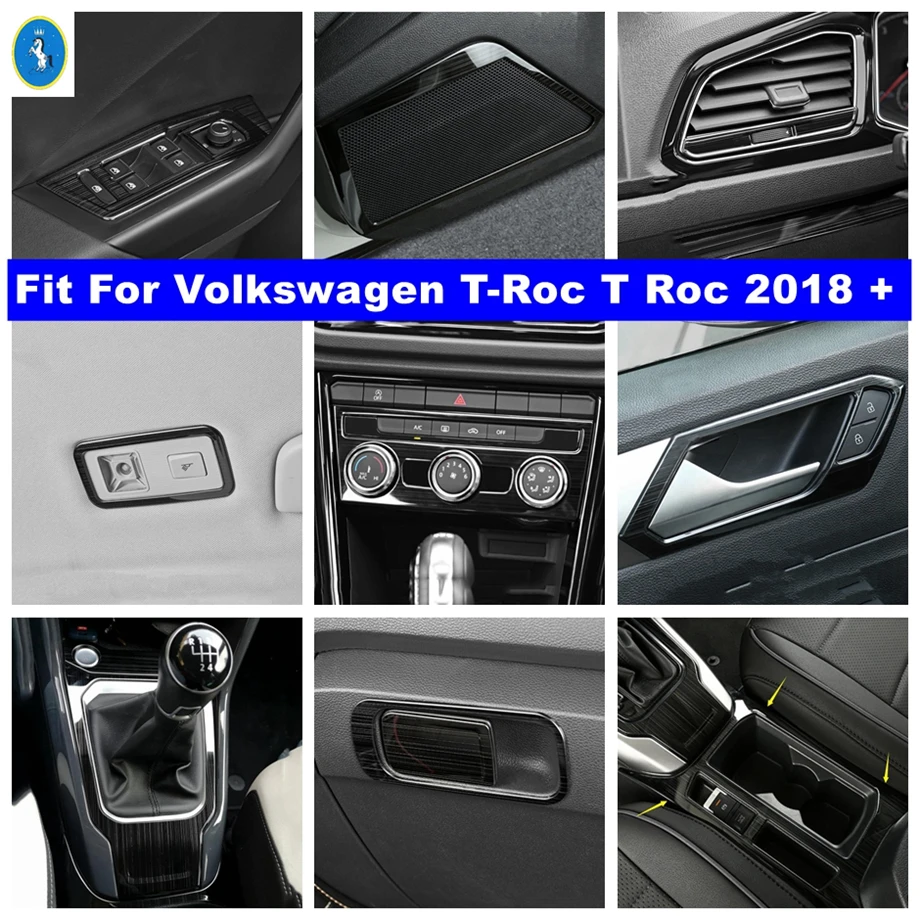 

Black Brushed Reading Lights / Glove Storage Box / AC Air Outlet Accessories Cover Trim For Volkswagen T-Roc T Roc 2018 - 2021