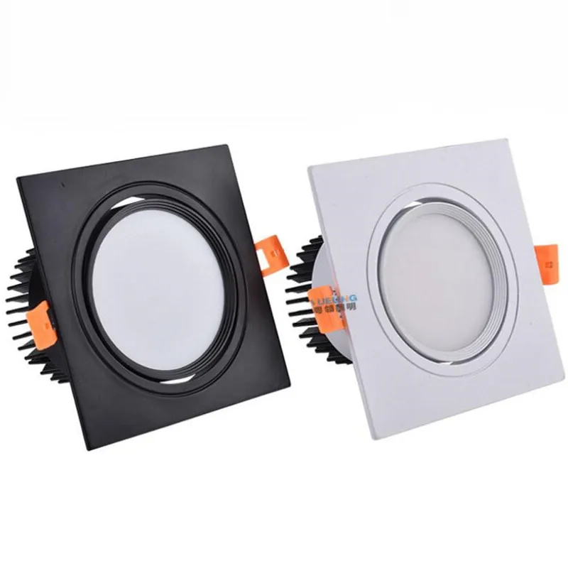 4 rodzaje kwadratowych ściemnialnych sufitowych wpuszczanych opraw LED typu Downlight Lampa sufitowa 9W 12W 15W AC90-260V COB Światła punktowe