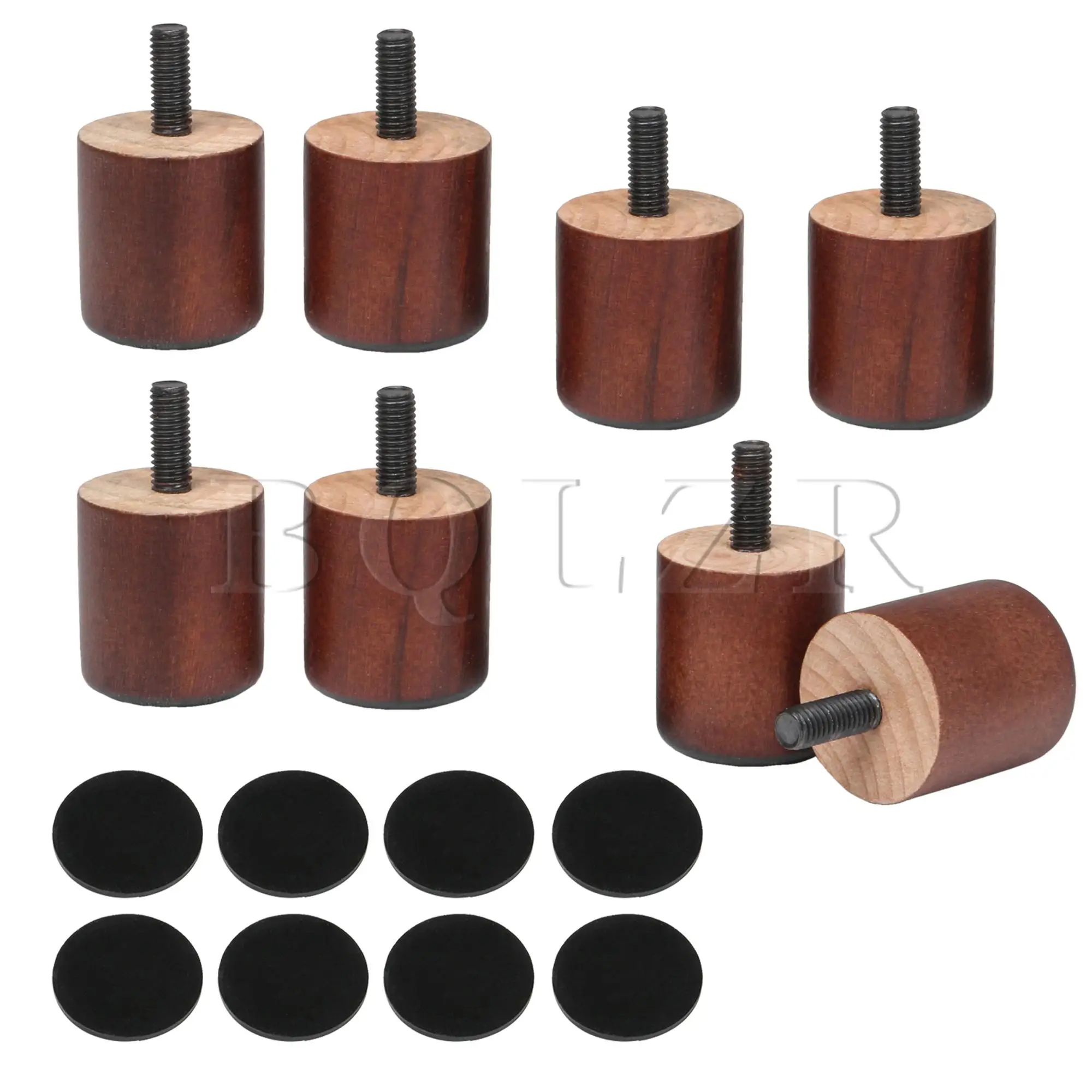 BQLZR Cylindrical Wooden Couch Legs Furniture Feet Brown 3.7x3.5cm Pack of 8