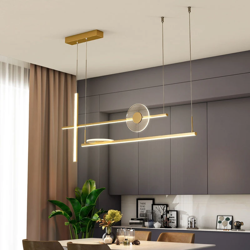 

LED linear chandelier Gold Black acrylic dimmable lights Living Room Dining Room Parlor Indoor home Decorative foyer chandelier