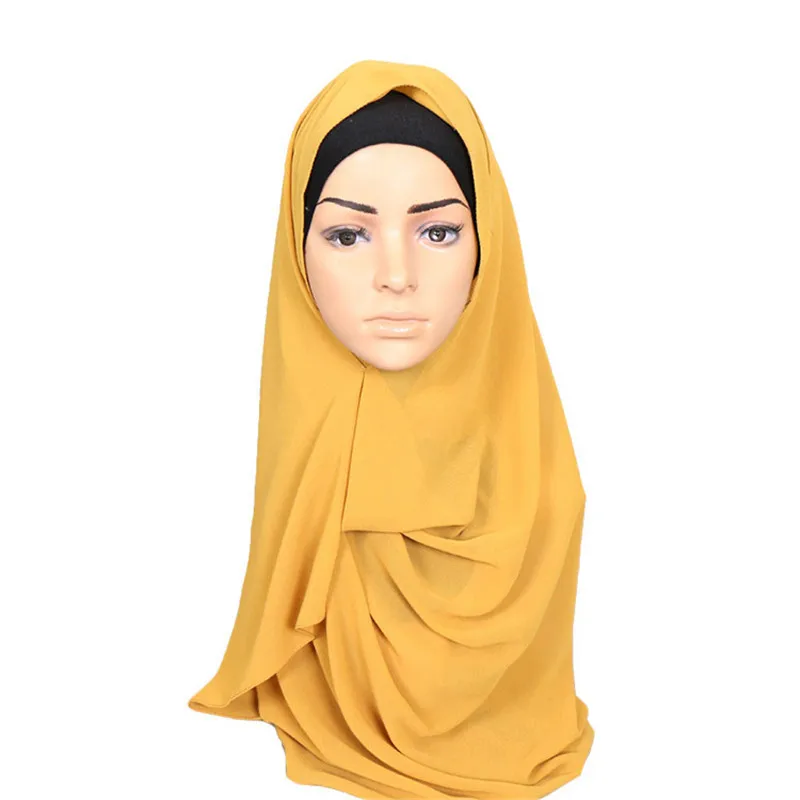 Bufanda musulmana de gasa para mujer, pañuelo para la cabeza de color sólido, pashmina, fácil de usar, tiendas hijab, novedad de 2020