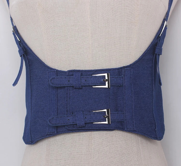 Women's runway fashion elastic denim vest Cummerbunds female Dress Corsets Waistband Belts decoration wide belt TB1529