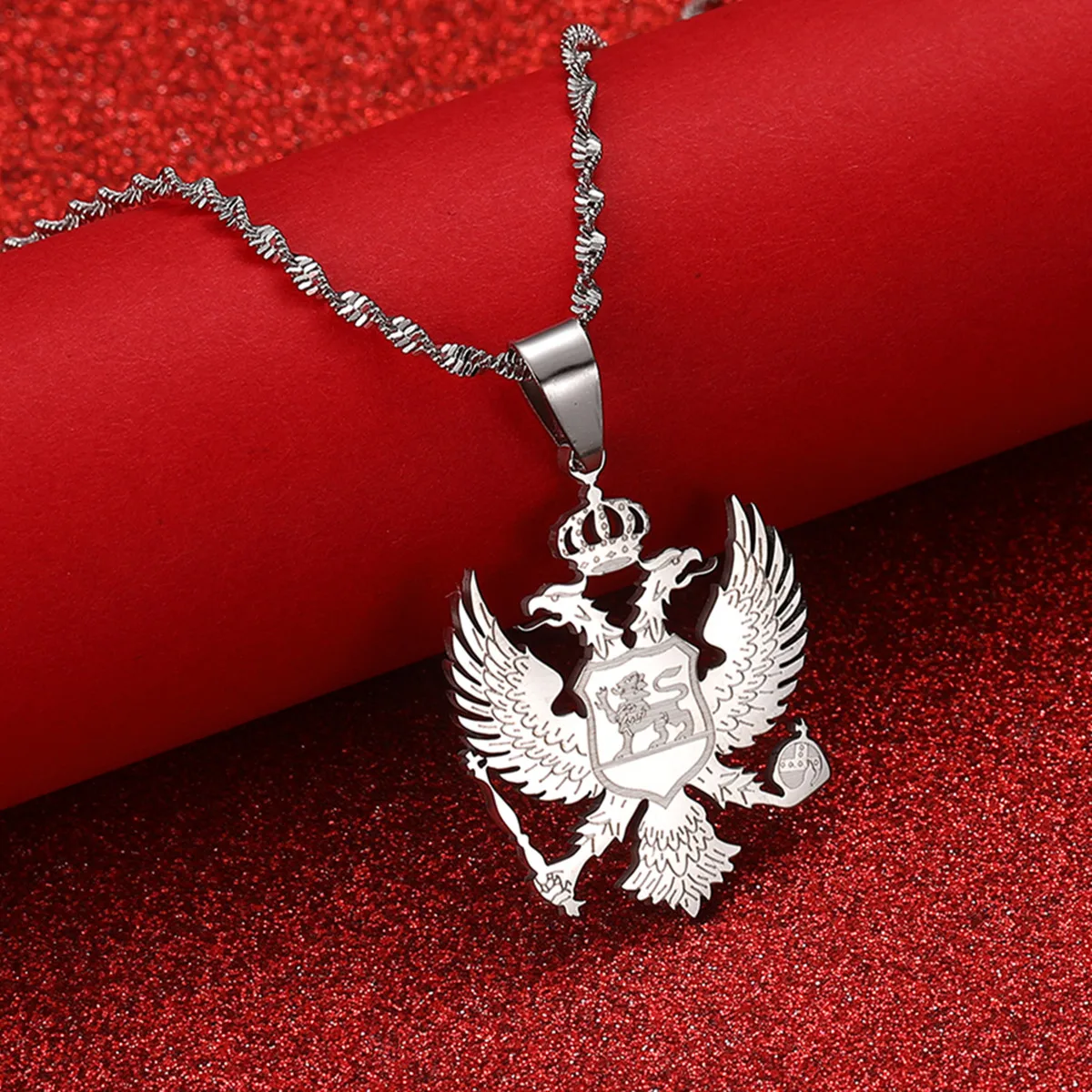 Albania Eagle Pendant Necklaces Gold Color Stainless Steel Jewelry Ethnic Gifts for Women Girl