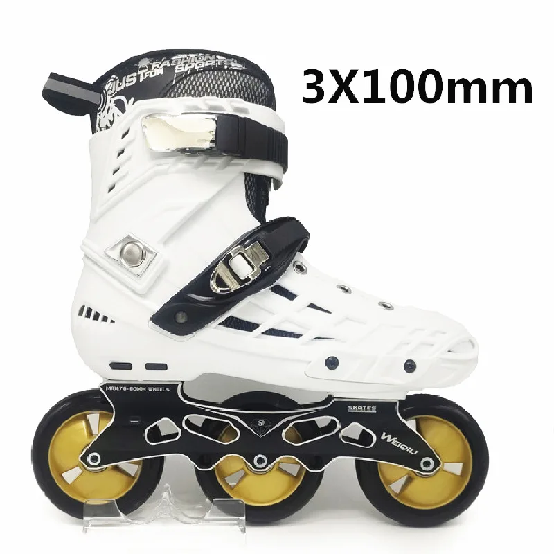 Inline 3 Wheels Symmetric 100mm Roller Skates Shoes 3X100mm Skating Frame 100 Skate Base for road 85A Durable PU ABEC7 Bearing