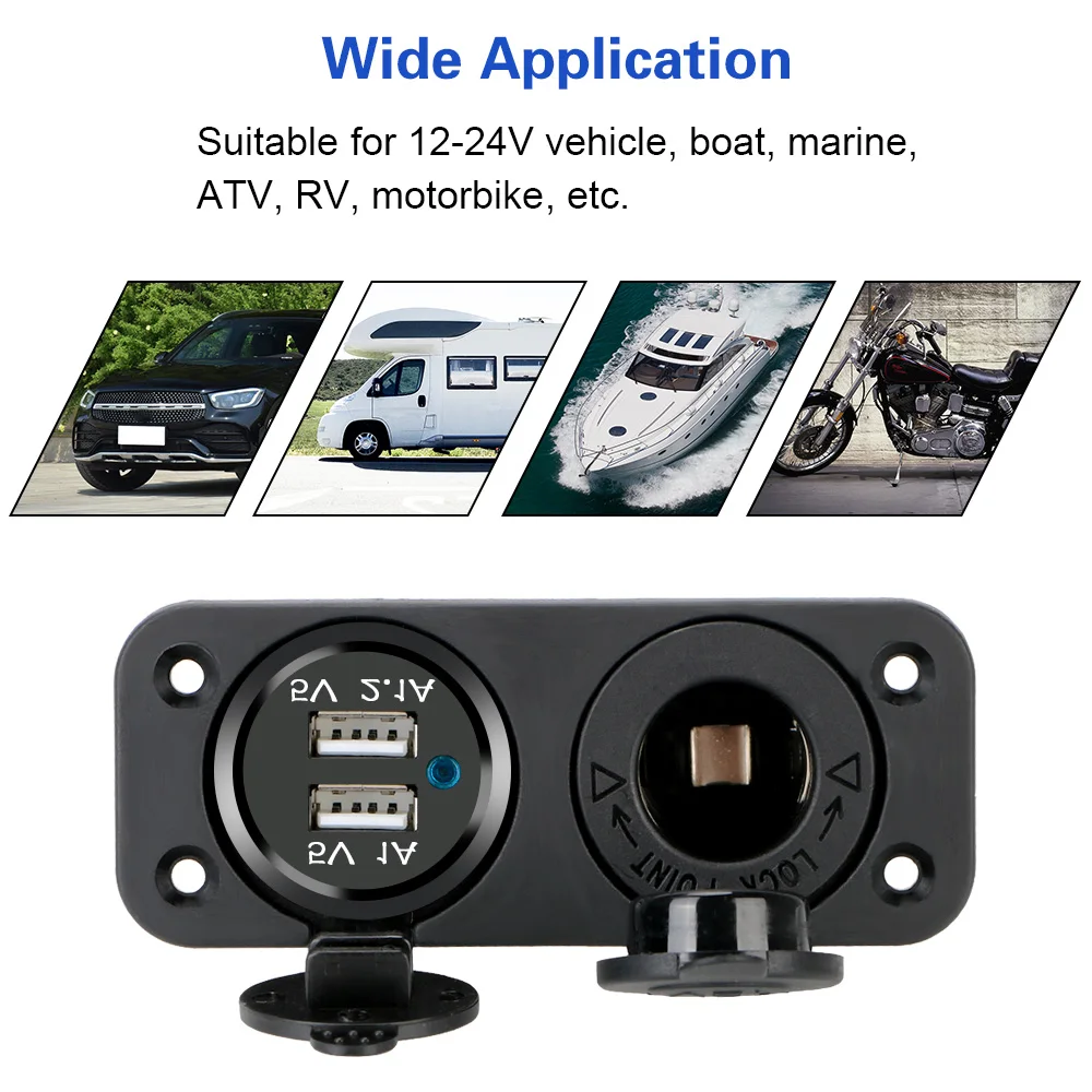 24V 12V Car Power Adapter USB Chargers 3.0 1A/2.1A Cigarette Lighter 3 Socket Splitter Ports Automotive Accessories Interior