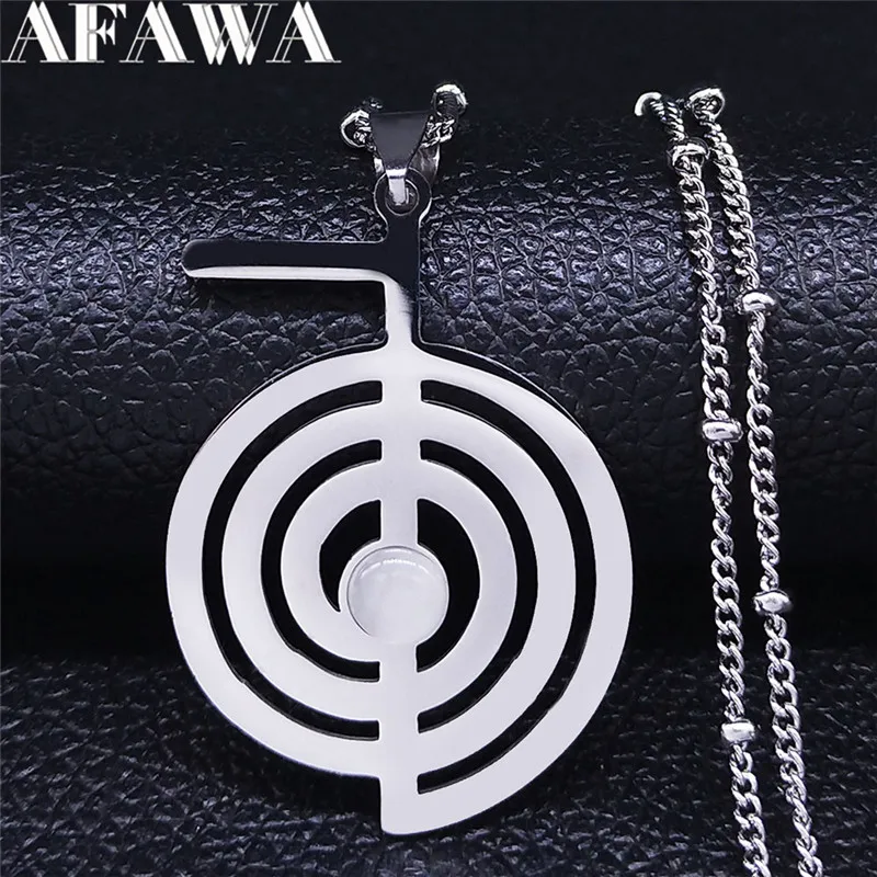 Whirlpool Cho Ku Rei Opal Stainless Steel Chain Necklace Reiki Protection Healing Chokurei Necklace Jewelry cadenas mujer N4242