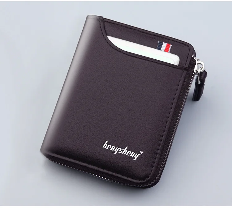 Men's Short PU Leather Wallet with Zipper Coin Pocket description 9