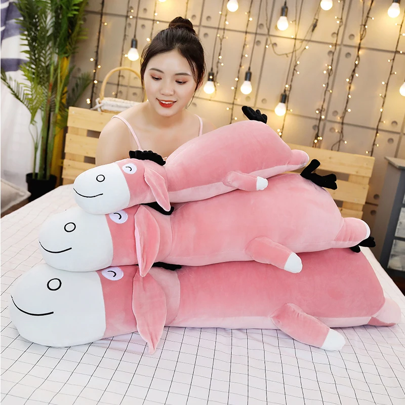 New 70-90cm Cute Cartoon Donkey soft Stuffed Animals Toy Boy Girl Donkeys Pillow Cushion Kids Comforting Companion Birthday Gift