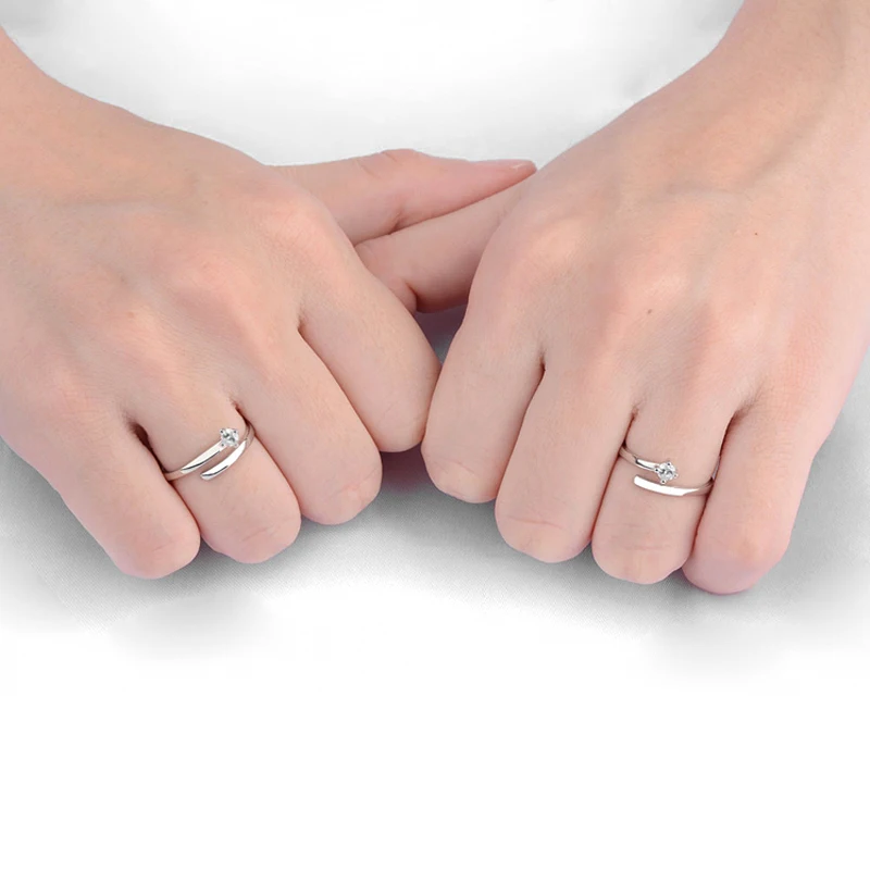 Women's Adjustable 925 Sterling Silver Cubic Zirconia Ring, Simple Design