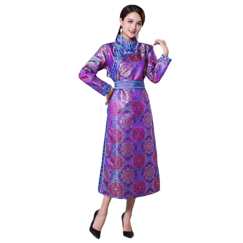 

Mongolian Costume Women Long Length Oriental Minorities Vintage Dress Traditional Mongolia Robe Stage Performance Dance Clothes