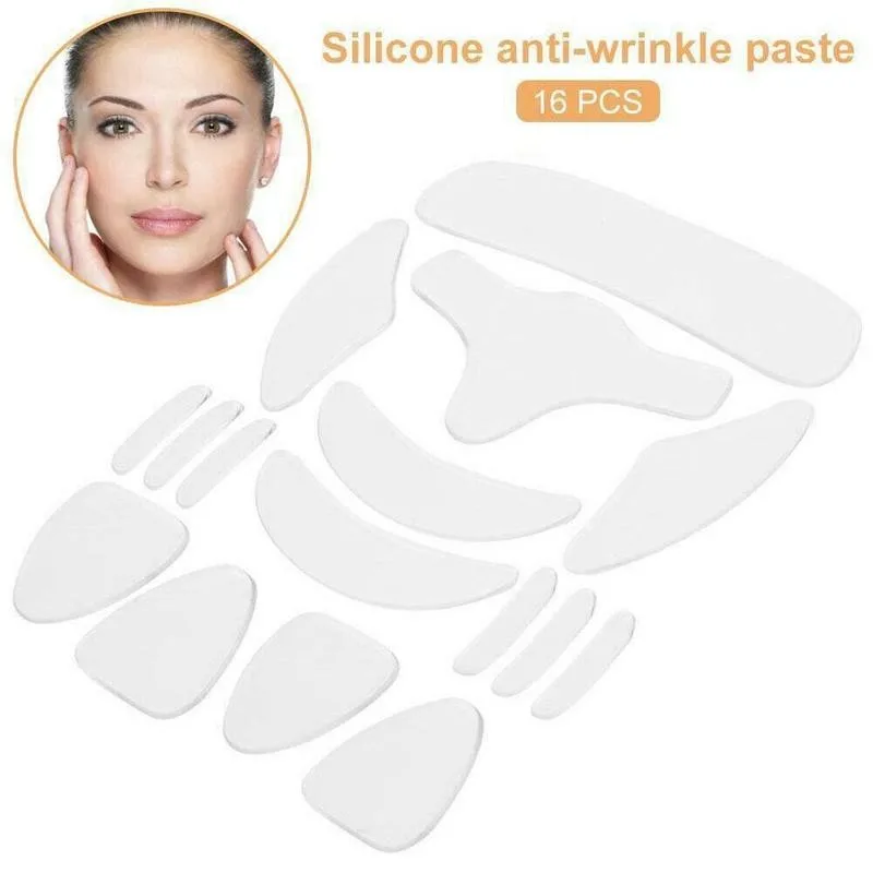 16pcs Reusable Silicone Face Lifting Patches Anti-Wrinkle Forehead, Cheek, Chin, and Eye Stickers Beauty Tools for Smoothing Ski