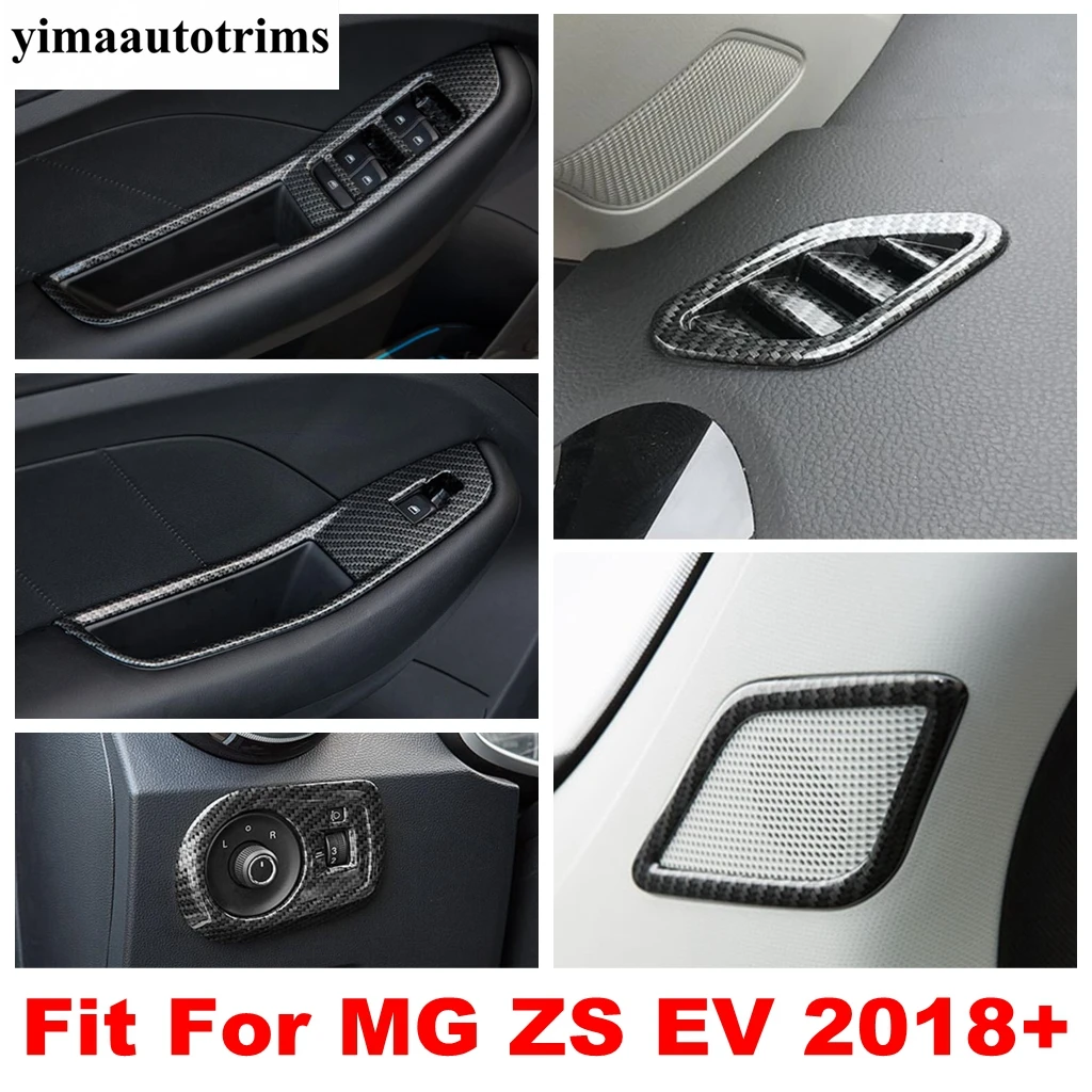 

Carbon Fiber Look Car ABS Accessories Pillar A Speaker / Window Lift Button / Air AC Vent Cover Trim For MG ZS EV 2018 - 2023