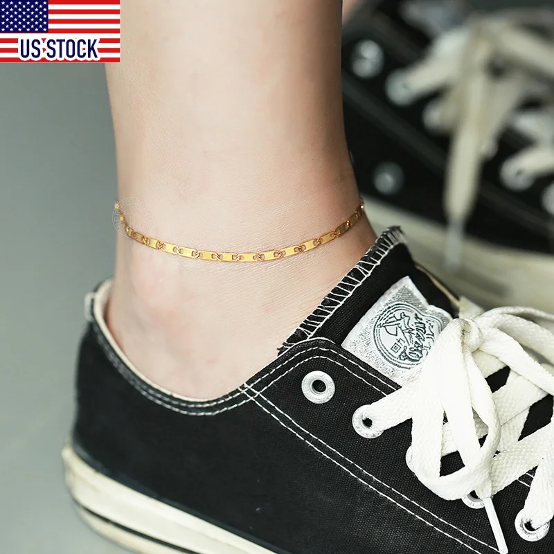 3mm Anklet for Men Women Stainless Steel Link Chain Rope Figaro Curb Link Chain 10inch Summer Daily  Wear Jewelry Gifts DKAM01