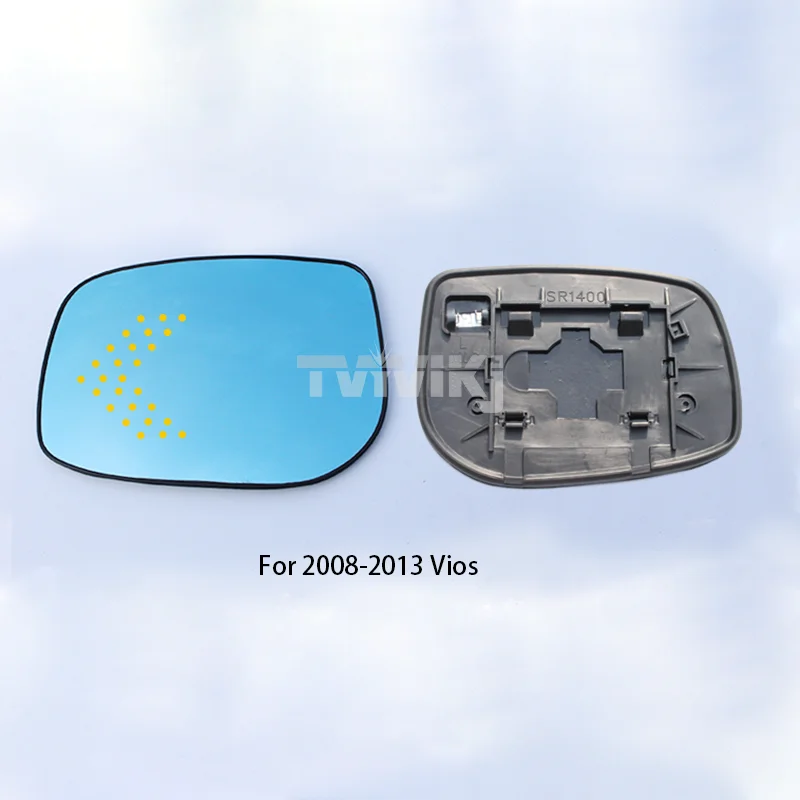 1 pair Side Rearview Mirror Blue Glass Lens with LED Indicator For Toyota Vios Corolla 2004-2020 Wide Angle View anti glare