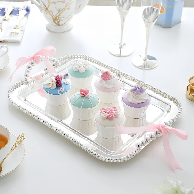 Silver plated tray for fruit cake, kitchen tray, iron, metal, wedding decoration, cake storage, snack, sntp008a