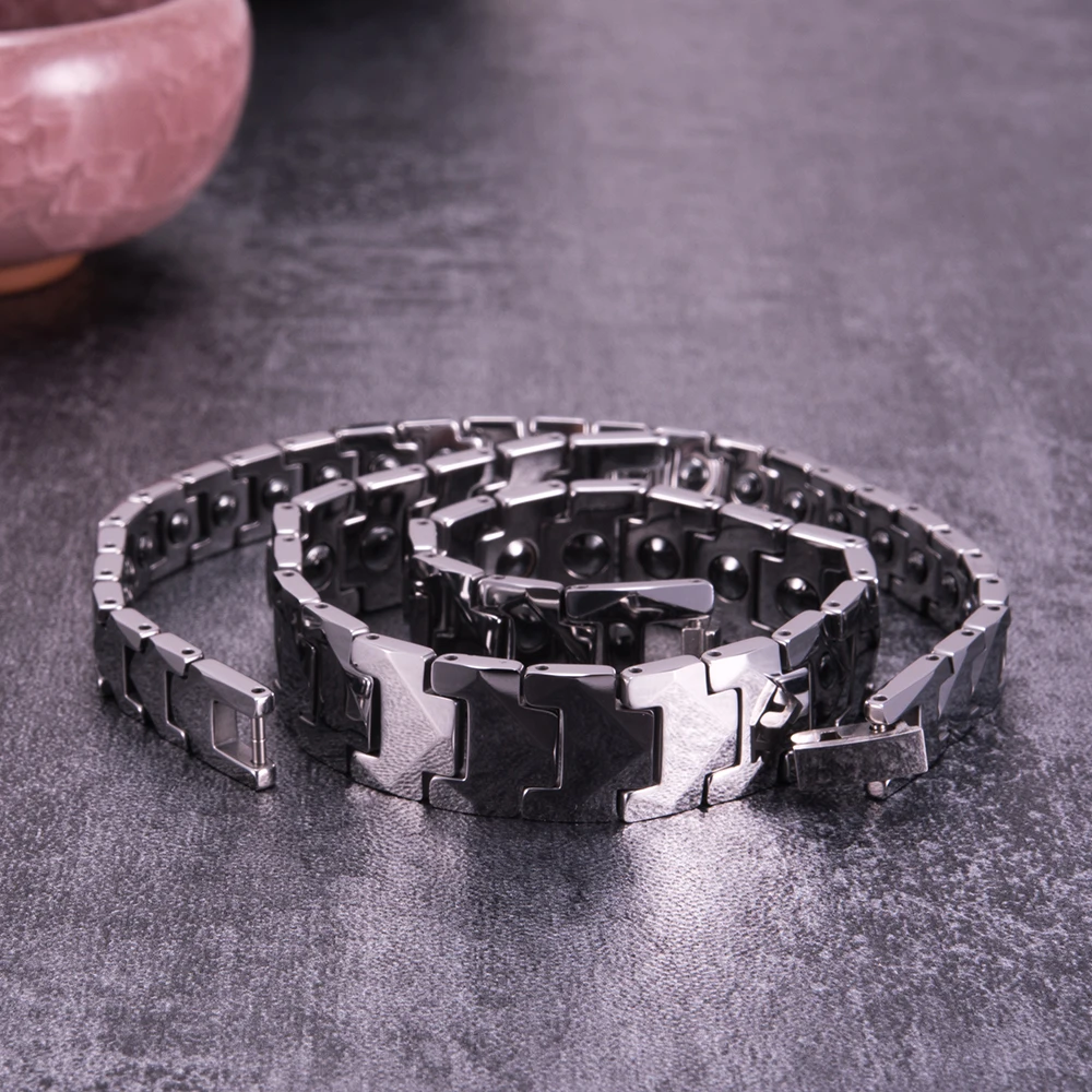 Anti-scratch Tungsten Bracelet Men Arrow Magnetic Hematite Couple Tungsten Carbide Bracelets Chain Link Energy Bracelet Male