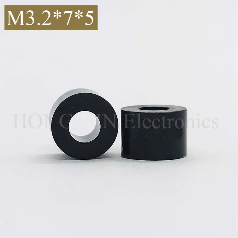 【 M3.2 * 7*5 】Black Abs Rround Spacer Standoff Nylon Non-Threaded Spacer Ronde Hollow Standoff Wasmachine