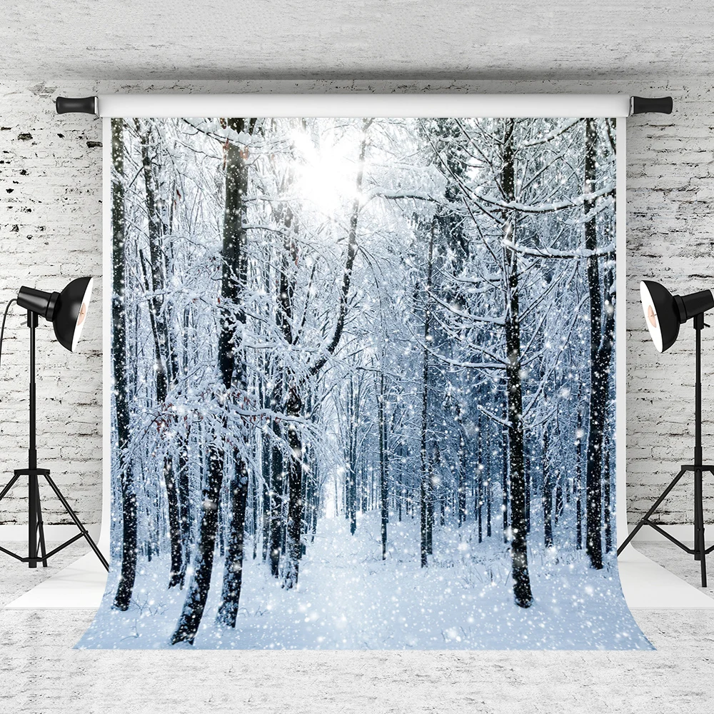 

VinylBDS 5X7FT Photography Backdrops Frozen Winter Snow Studio Background Fantasy Forest Frozen Tree Background Backdrop