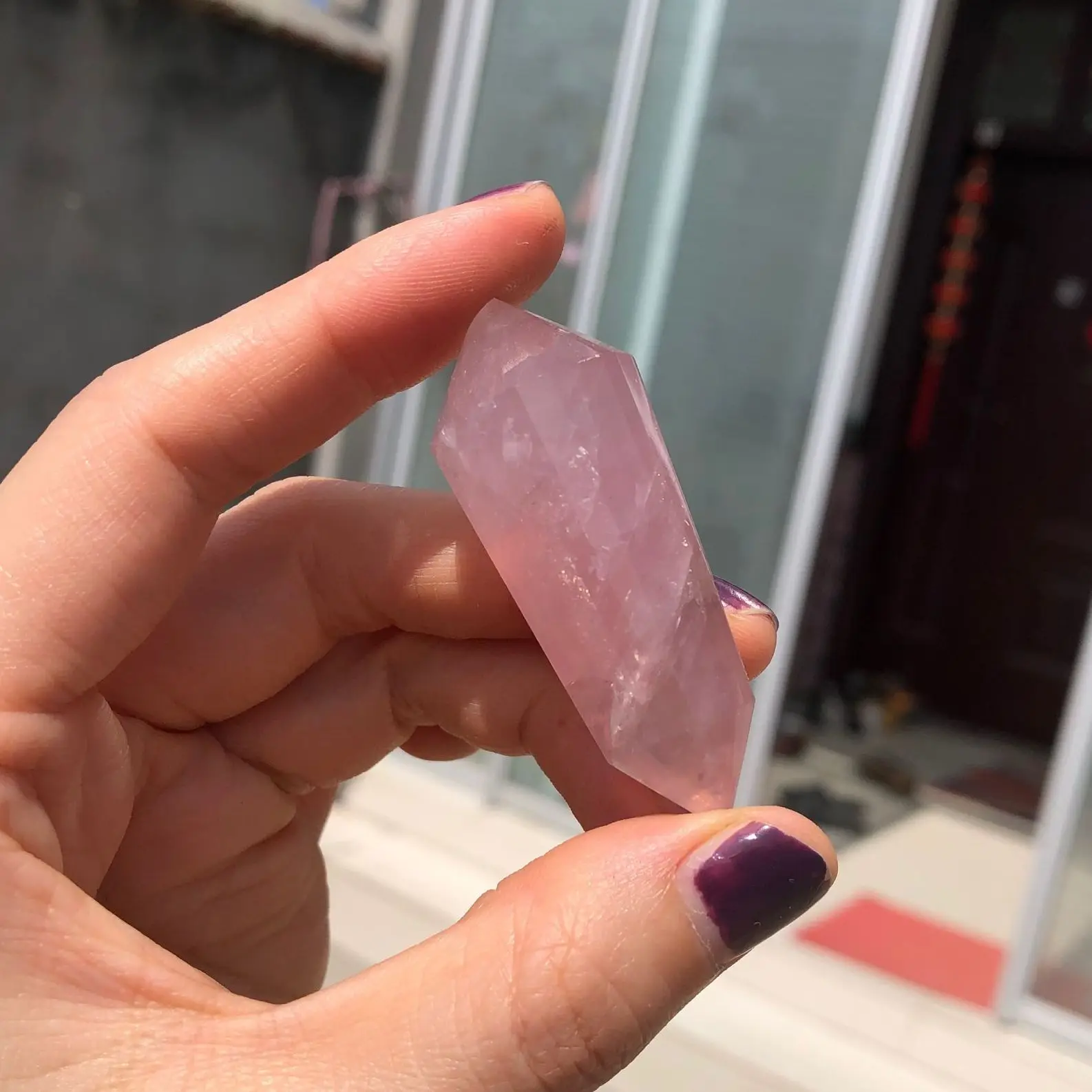 1pcs 12 surface Natural pink crystal double wand points quartz crystals natural stones and minerals healing decoration