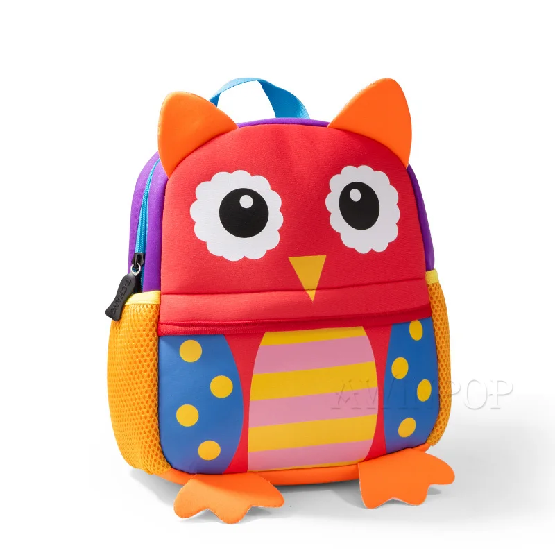 Mochilas de neopreno con dibujos de animales para niños y niñas, mochilas escolares con forma de búho en 3D, para estudiantes de jardín de infantes